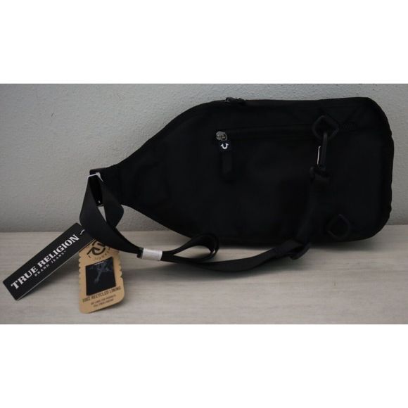 True Religion TR101141 Unisex Black Logo Yeta Crossbody Sling Waist Pack Bag - Picture 3 of 6